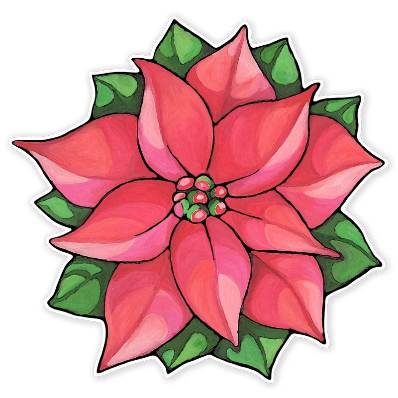 Poinsettia Flower by Mariana: Floating Lemons Art