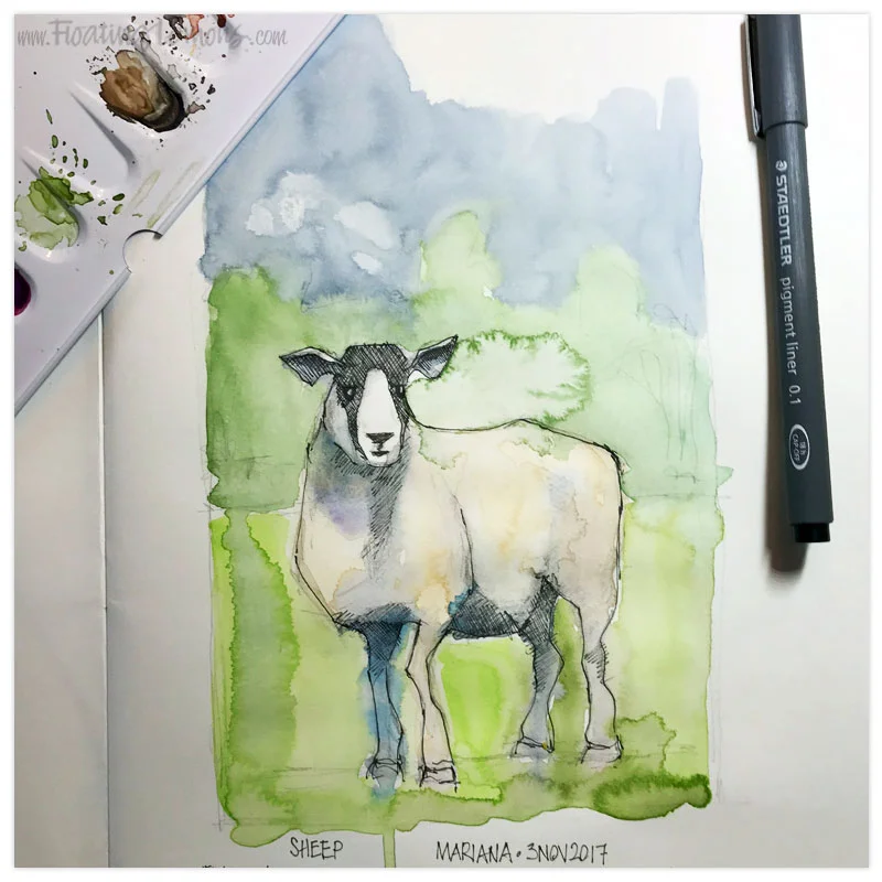 Sheep by Mariana: Floating Lemons Art