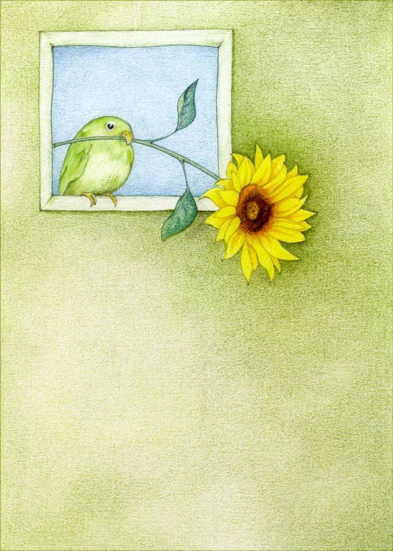 Sunflower Bird by Mariana: Floating Lemons Art