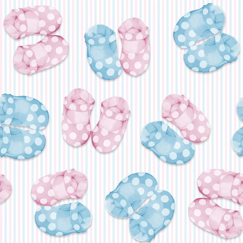 Baby Booties Pink Blue Stripes by Floating Lemons Art