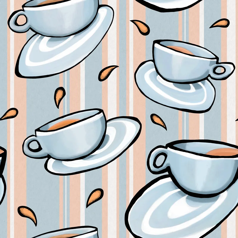 Cups Medley Blue by Floating Lemons Art