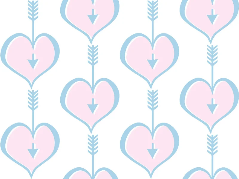 Hearts Pink Blue by Floating Lemons Art