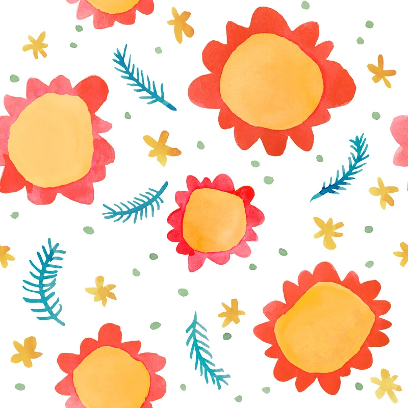 Painted Flowers Orange by Floating Lemons Art