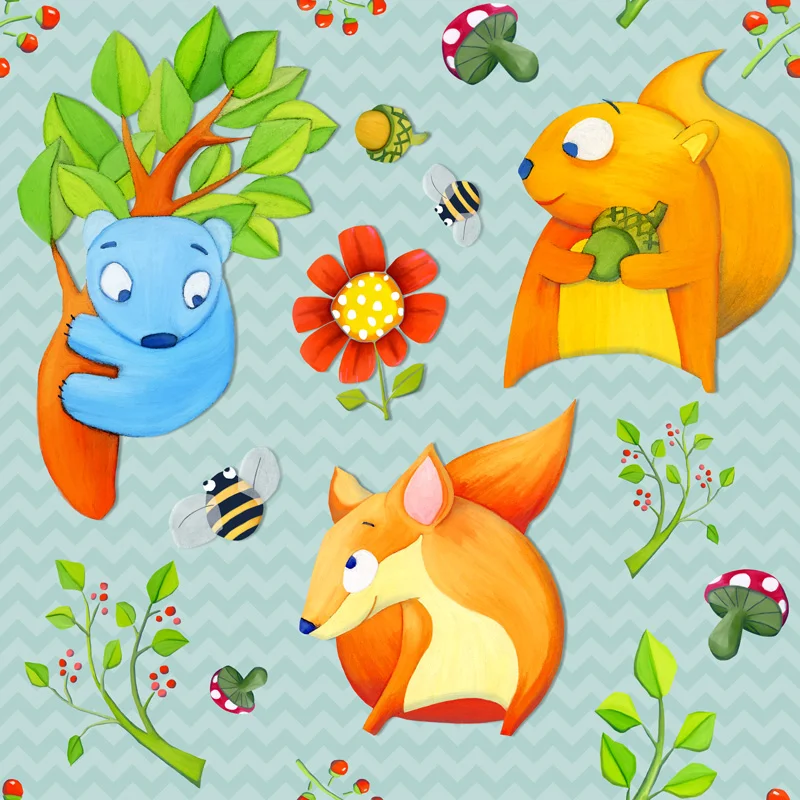 Woodland Fun Aqua Zigzag by Floating Lemons Art