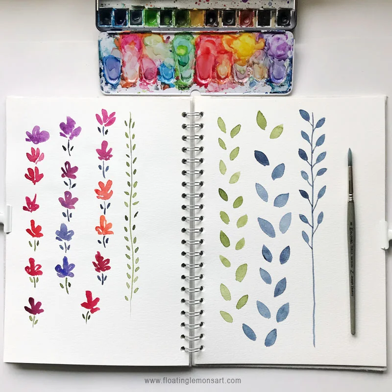 Flower and Leaf Doodles by Mariana : www.floatinglemonsart.com