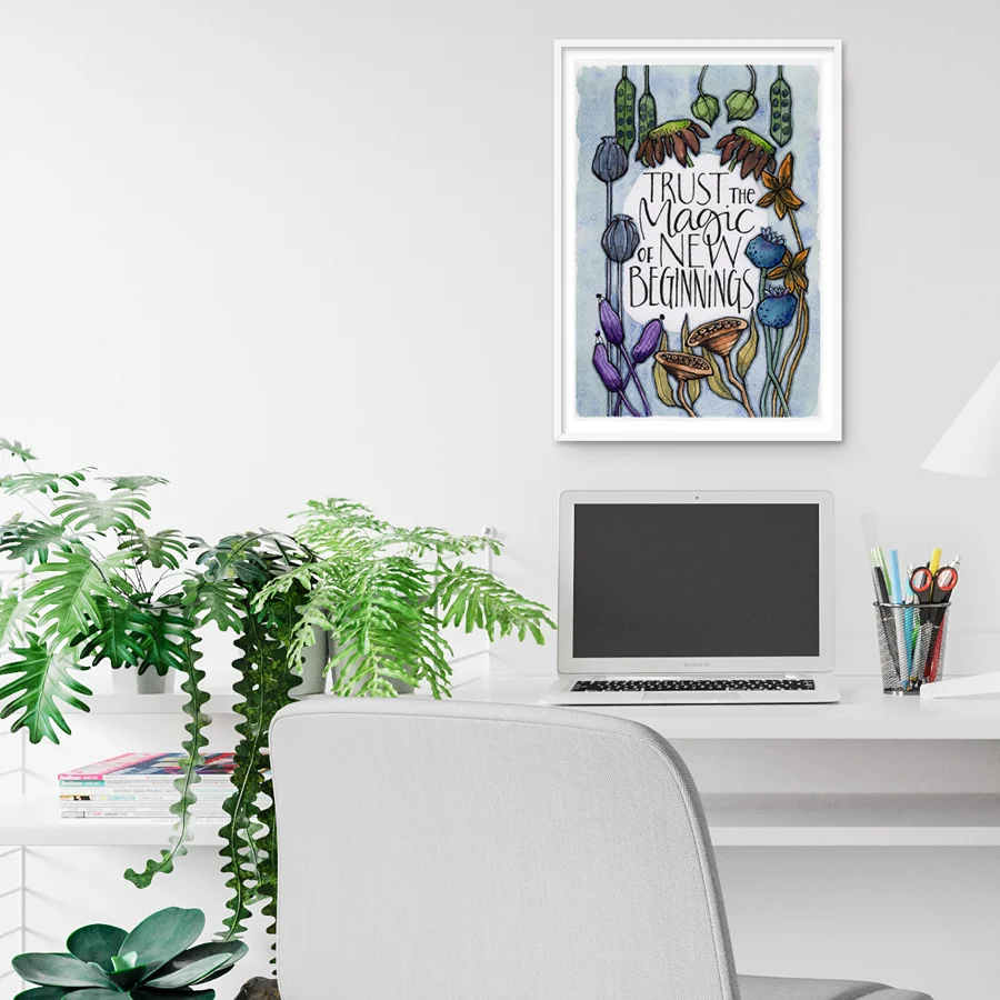 New Beginnings eco-friendly A3 art print by Mariana Black