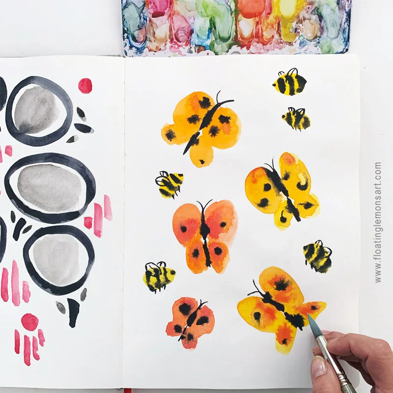 Watercolour: Butterflies and Bees by MarianaBlack: floatinglemonsart.com