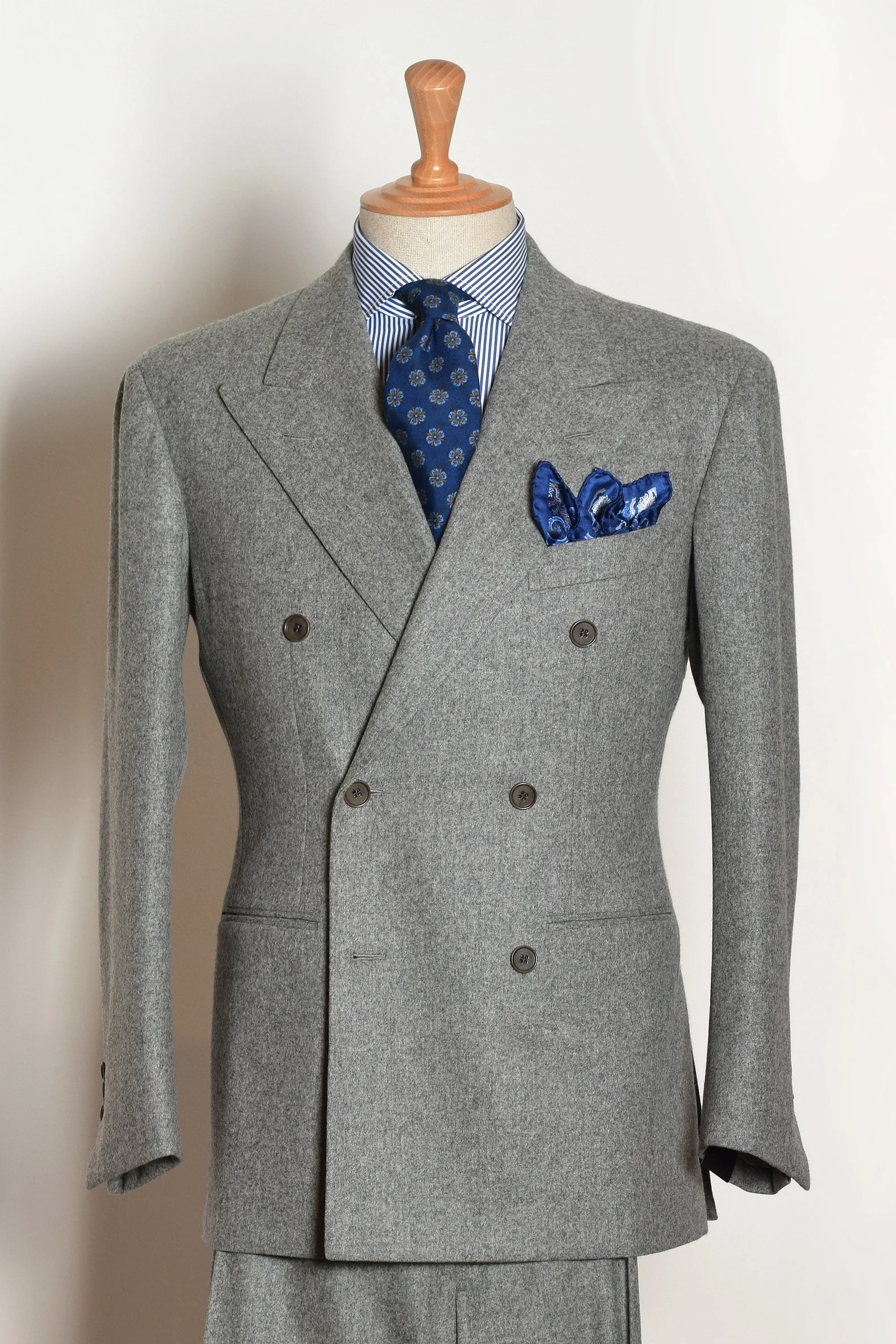 grey flannel double breasted suit