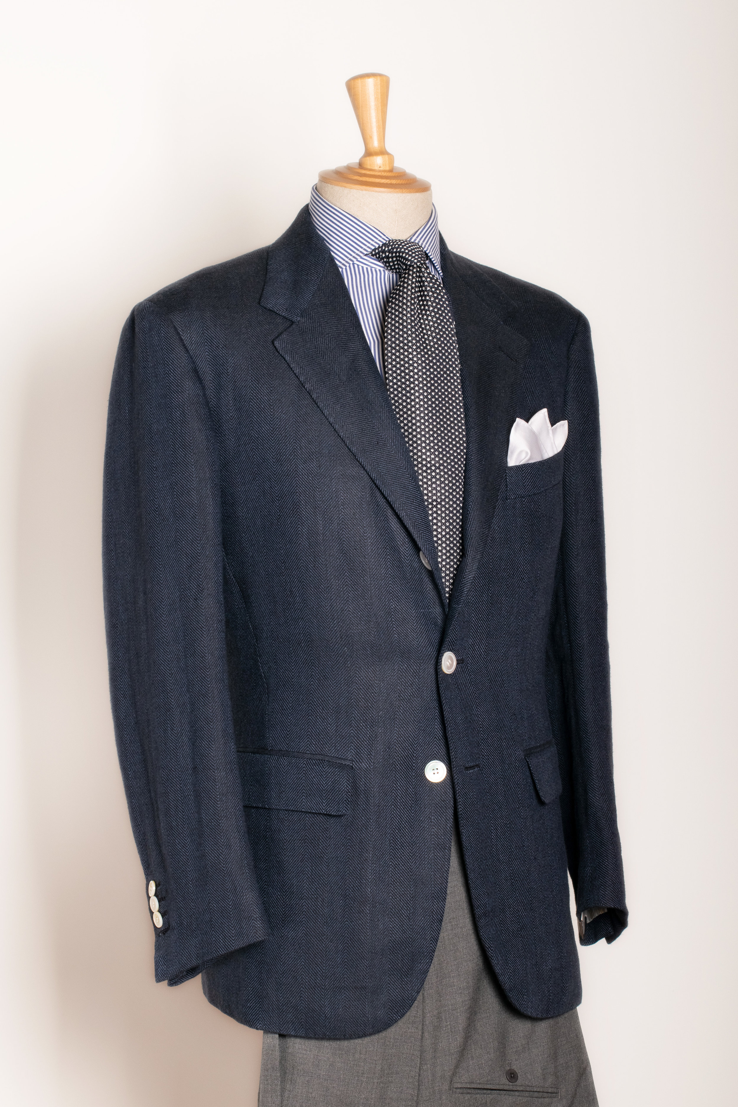 SV2031, Blue Linen Single-breasted Jacket — Sartoria Vestrucci