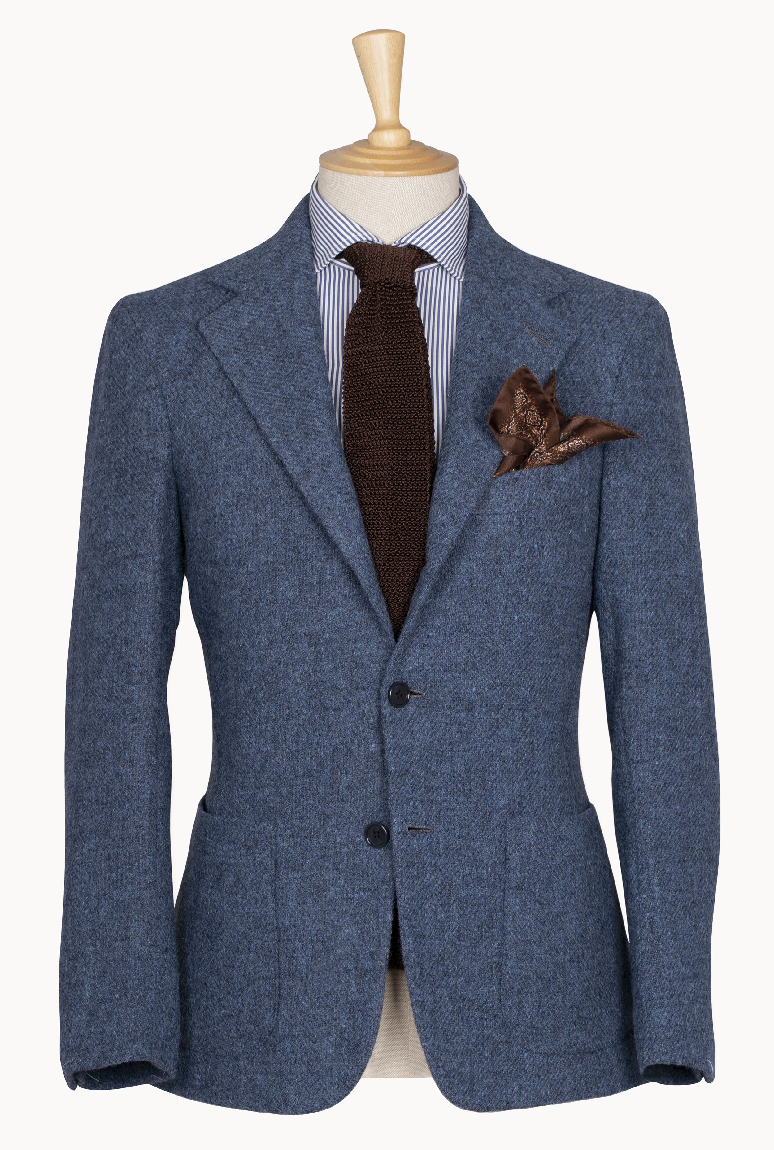 SV2064, Azure Wool Unstructured Single-breasted Jacket — Sartoria Vestrucci