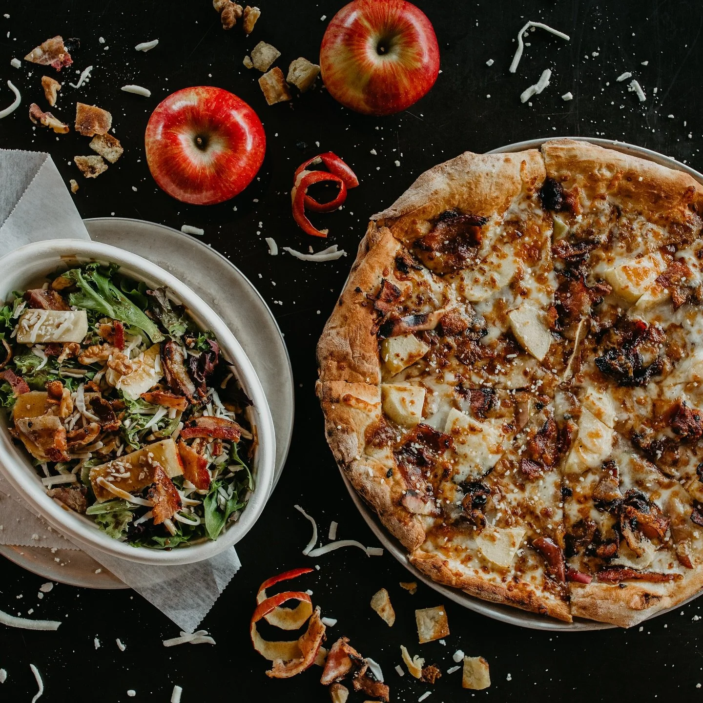 FULL SEND ON FALL. Our apple butter pizza is back!! 🍎 🍁 🍕