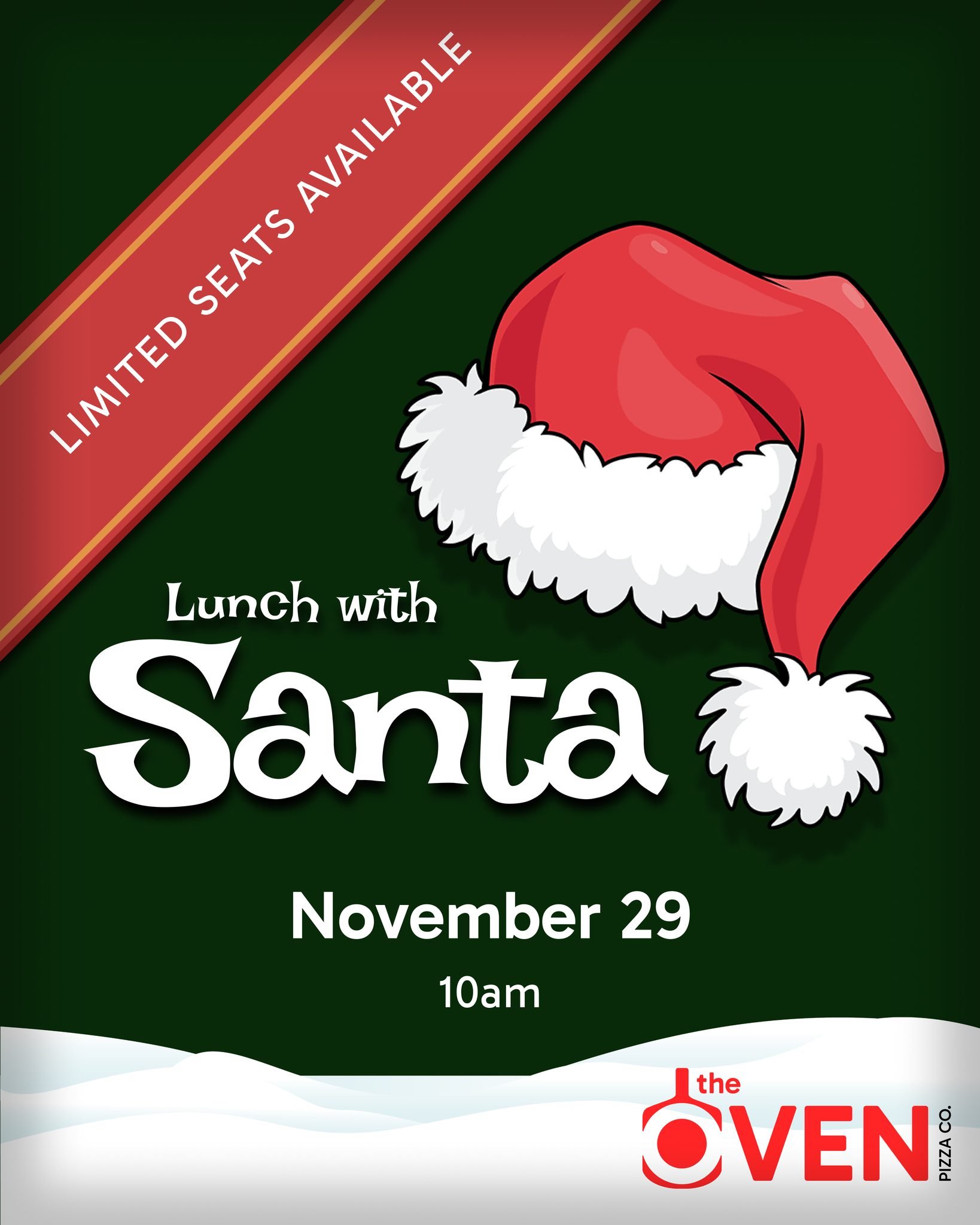 Get your tickets now! Limited seats available for our Lunch with Santa event next Saturday, November 29th. Join us at 10:30am for a festive kickoff to the Christmas season - food, coffee, hot cocoa!
