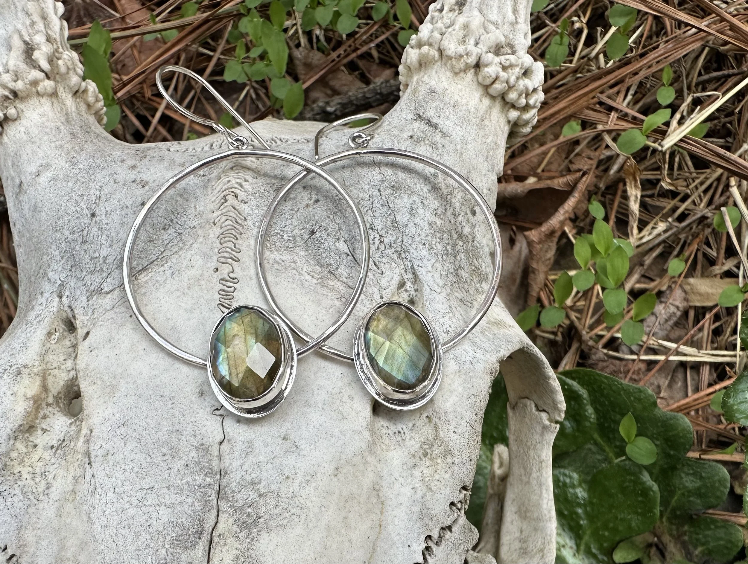 Labradorite Hoop Earrings