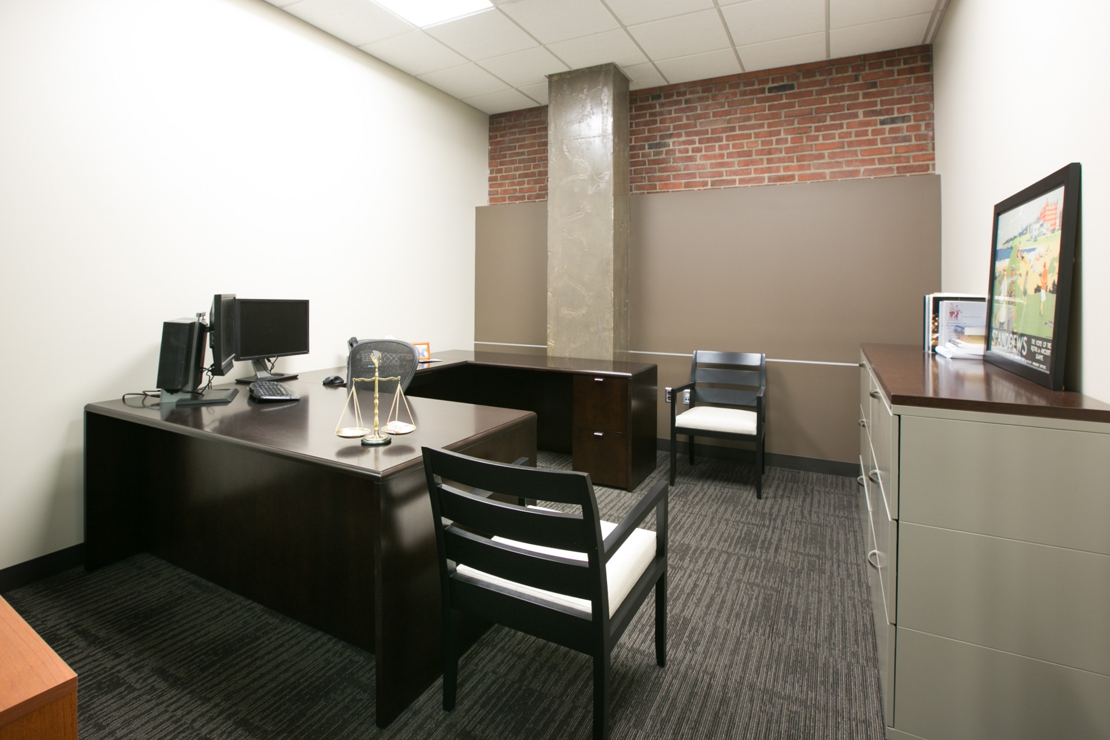 A comfortable office in Stueve Siegel Hanson's newly-remodeled Country Club Plaza location
