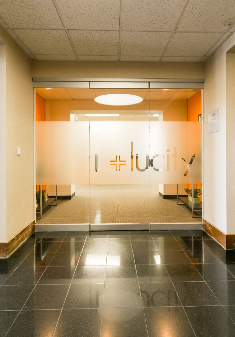 The Lucity logo appears in the frosted glass entryway