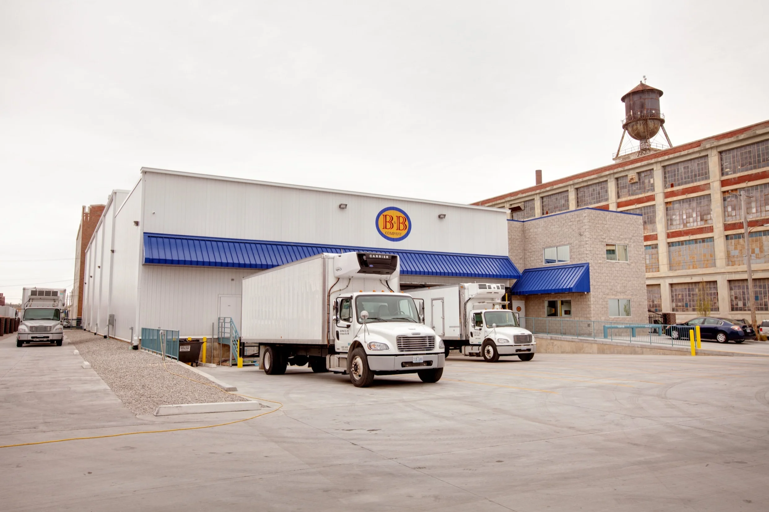 Exterior view of the loading docks at B&B Meat