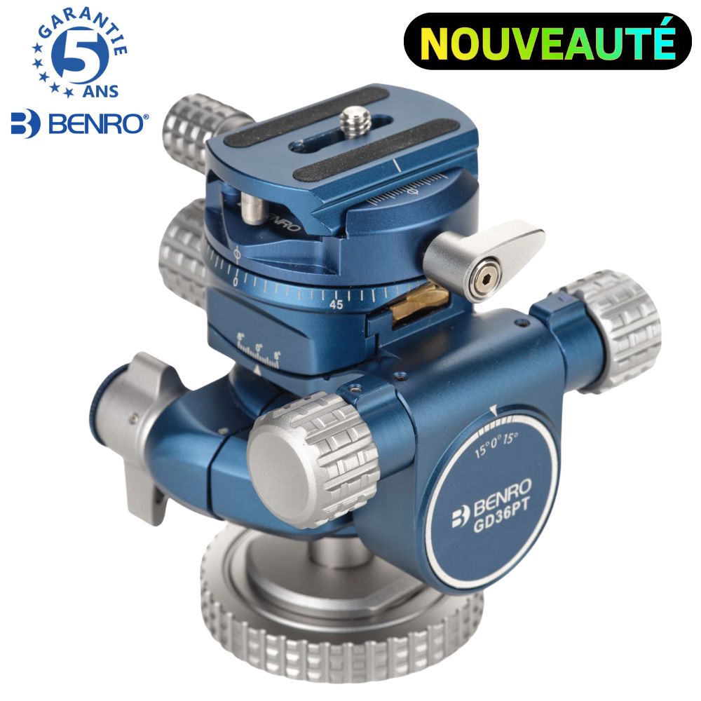 BENRO GD36PT Tête Rotule inversée à engrenages micrométriques + Plateau Arca BENRO PU50X - 740 g Capacité 6 Kg hauteur 11,5 cm longueur 9,8 cm