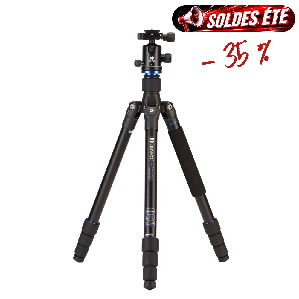 BENRO FTA28AB1 -35% ! Kit Trépied Travel Angel Aluminium avec colonne Série 2 4 Sections 2 Kg Capacité 10 Kg Tête B1