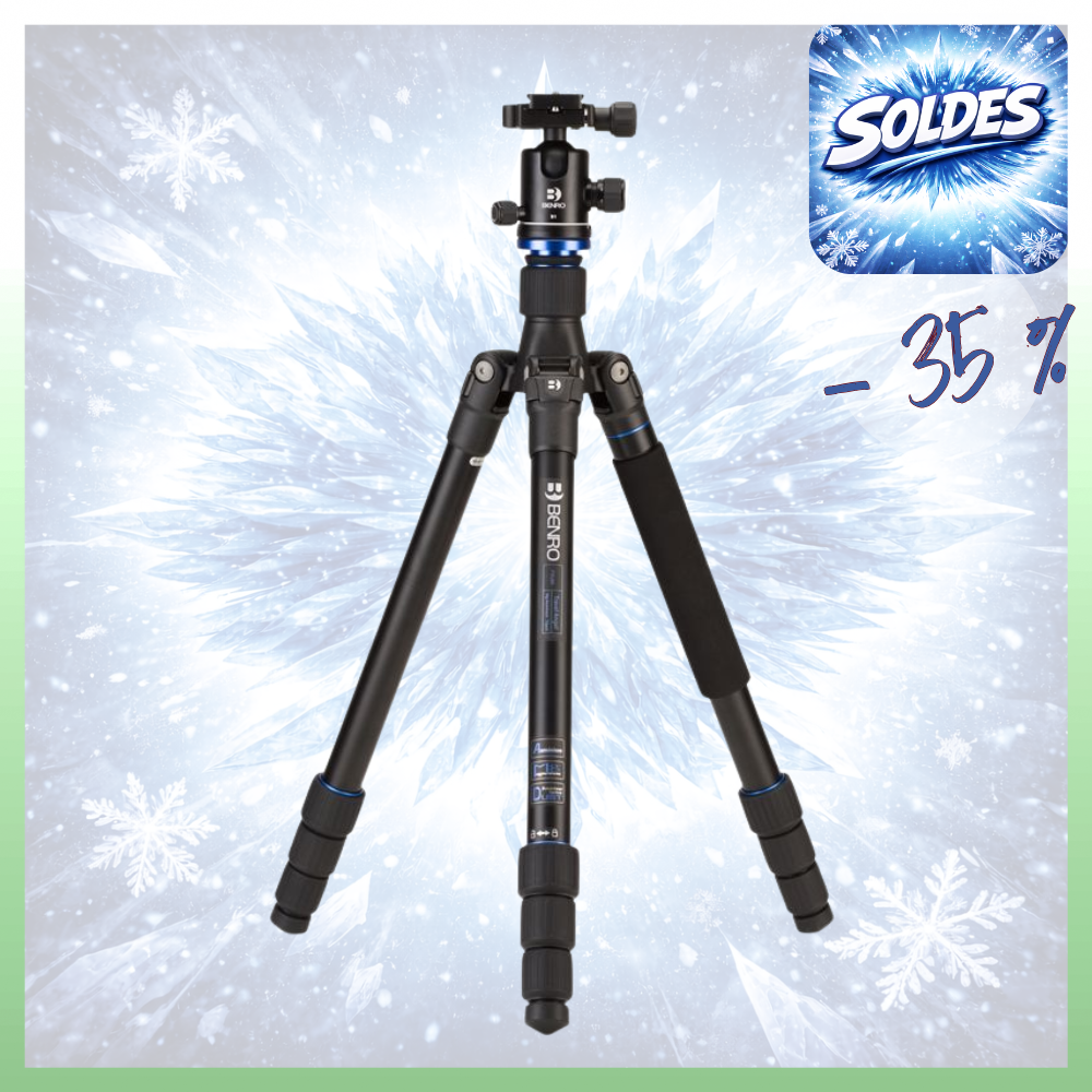 BENRO FTA28AB1 -35% ! Kit Trépied Travel Angel Aluminium avec colonne Série 2 4 Sections 2 Kg Capacité 10 Kg Tête B1