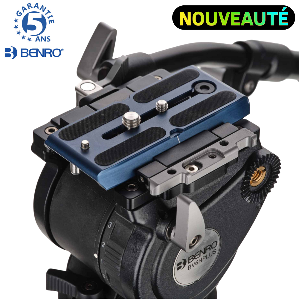 BENRO BV6HPLUS Tête vidéo 75 mm double pince 501/Arca  6 kg contrepoids 8 niveaux plateau QR4PLUS 501