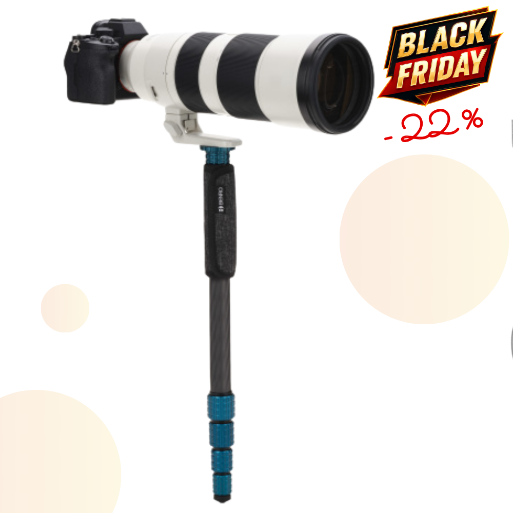 BENRO MSSL09C -22% ! SUPERSLIM Monopode Carbone 5 sections - 280 g Capacité 15 Kg 41,7 cm replié hmax 148,8 cm