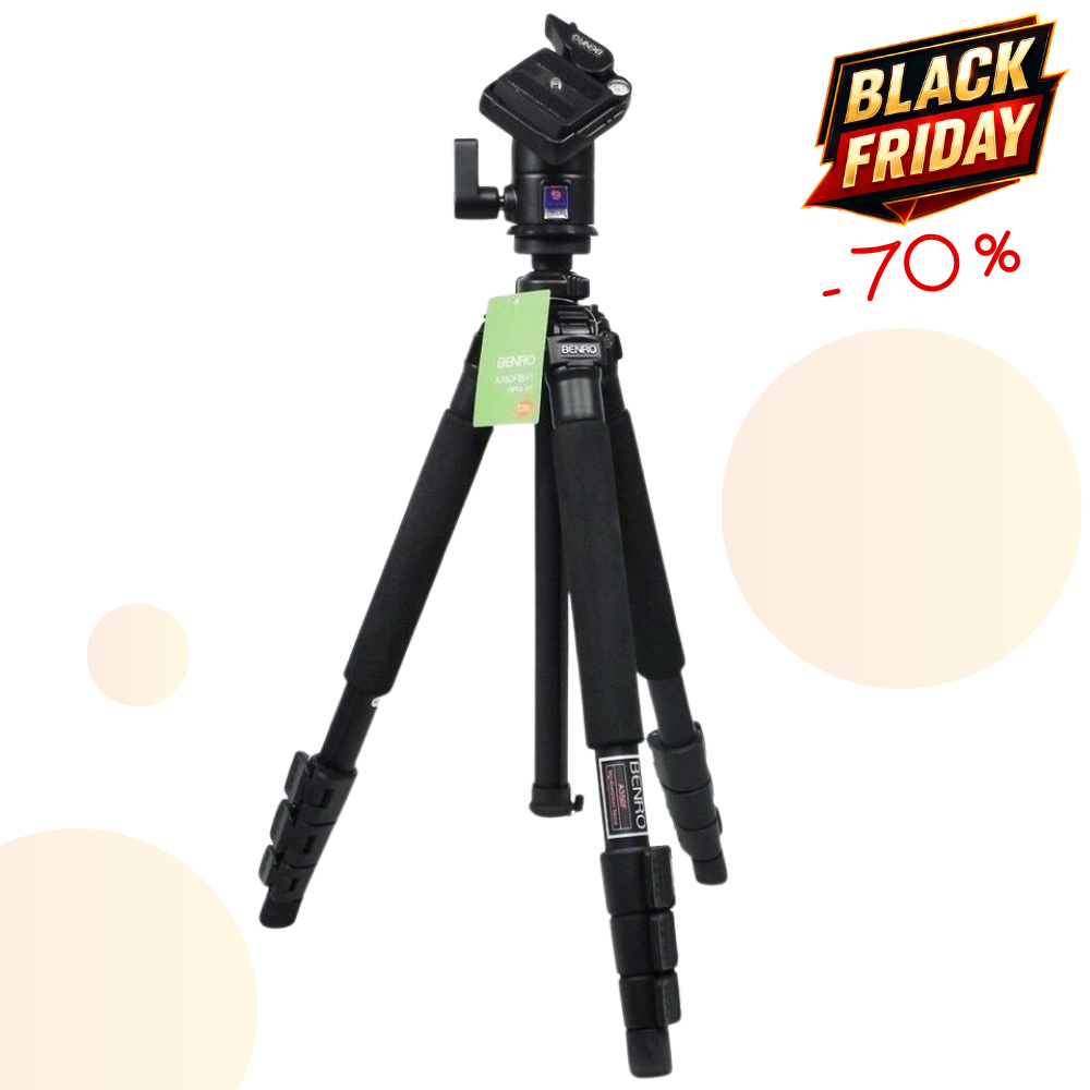 BENRO A350FBH1 -70% ! Kit Trépied Universal Aluminium 4 sections Tête BH1 1.3 Kg Capacité 6 Kg