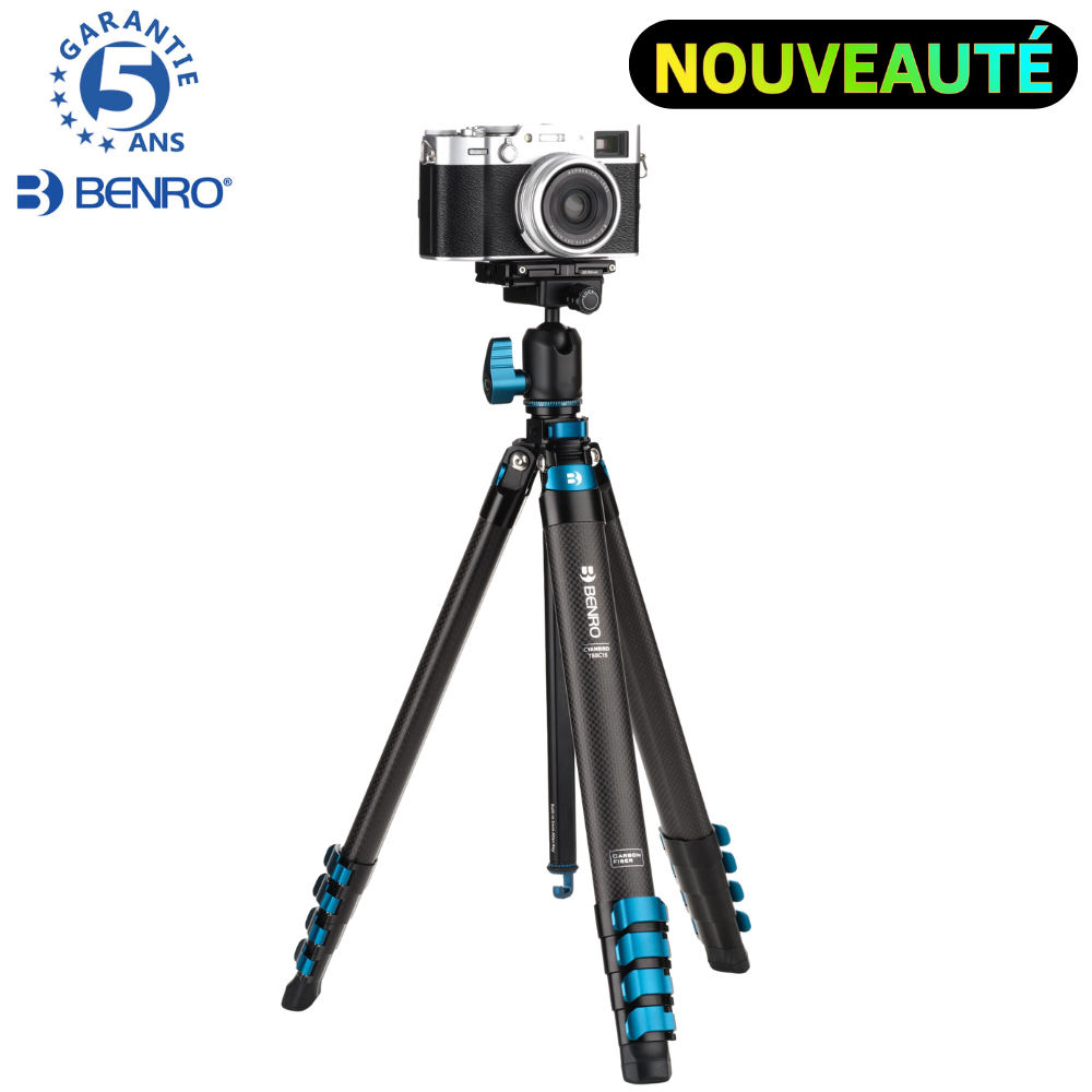 BENRO TBBC15N00PM  BLACKBIRD Kit Trépied TBBC15 Carbone Série 1 5 sections Tête Photo BENRO N00P Plateau Arca PU40 - 950 g Capacité 4 kg 46,1 cm replié hmax 151,7 cm