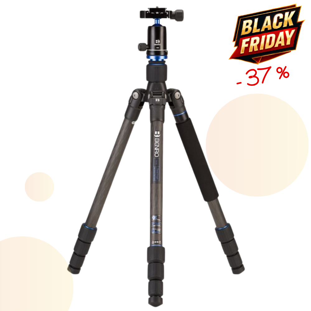 BENRO FTA18CV0 -37% ! Kit Trépied Travel Angel Carbone Avec Colonne Série 1 4 Sections 1,54 Kg Capacité 8 Kg Tête V0