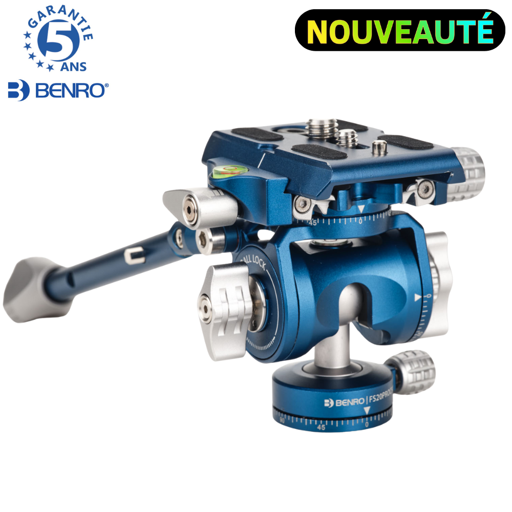 BENRO  FS20PROC501 Tête hybride Photo & Vidéo double étau Arca et 501 350 g Capacité 4,5 Kg hauteur 9,6 cm longueur 7,85 cm