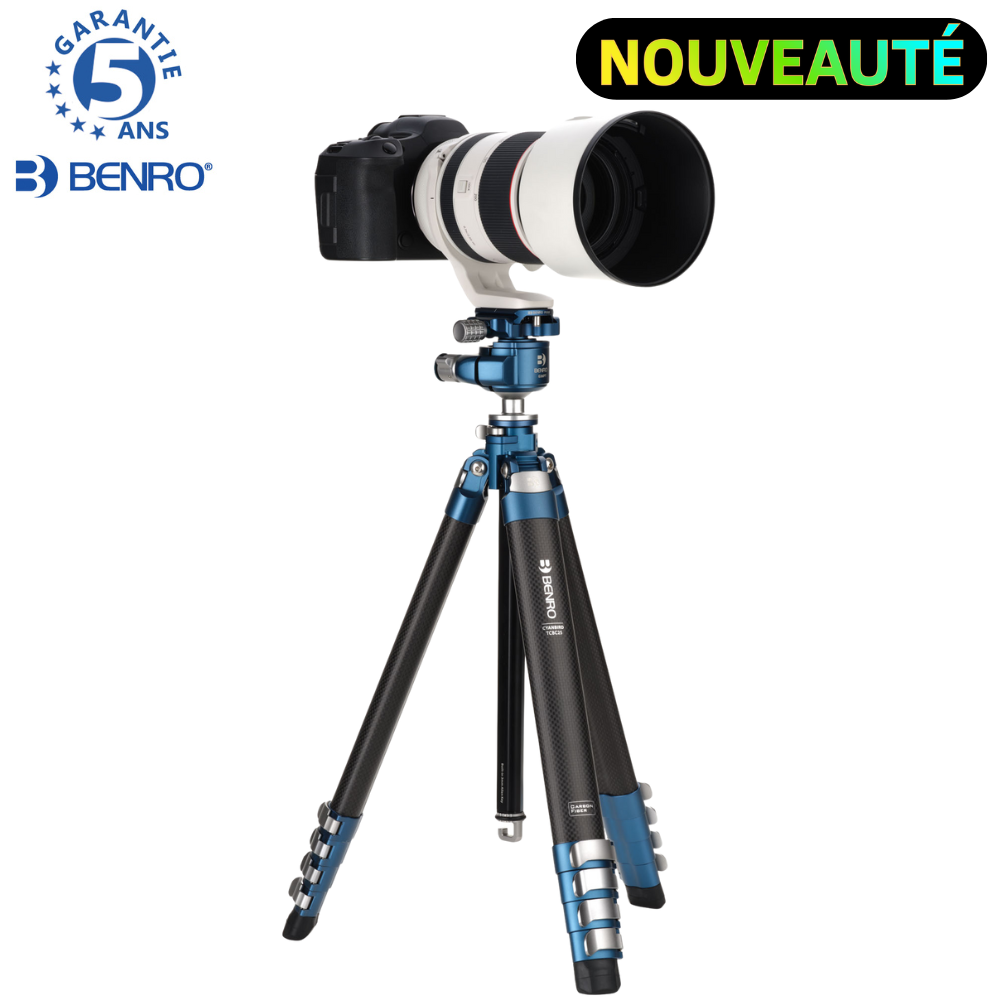 BENRO TCBC25G36PT CYANBIRD Kit Trépied TCBC25 Carbone Série 2 5 sections Tête Photo rotule inversée BENRO G36PT Plateau Arca PU50X - 1,16 Kg Capacité 20 kg 47,3 cm replié hmax 156 cm