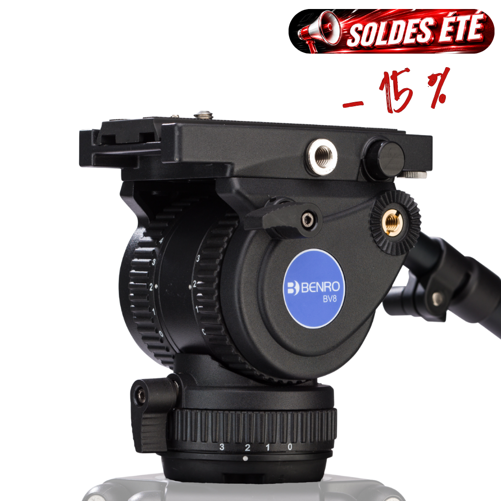 BENRO BV8H -15% ! Tête vidéo 75 mm, 8 kg, contrepoids 5 étapes, plateau QR13 (501/504)