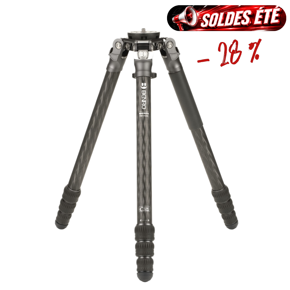 BENRO TMTH34C -28% ! Trépied Mammoth Carbone Avec ou Sans Colonne Série 3 4 sections 1,95 Kg Capacité 18 Kg