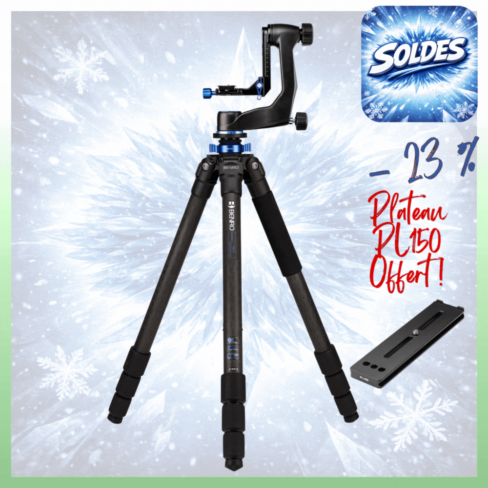 BENRO TMA48CXLGH5C -27% AVEC PL150 OFFERT ! KiT Trépied MACH 3 Carbone avec colonne Série 4 4 Sections avec tête pendulaire BENRO GH5C  3,7 Kg Capacité 20 Kg Hauteur 224 cm + Service Premium 2 ANS