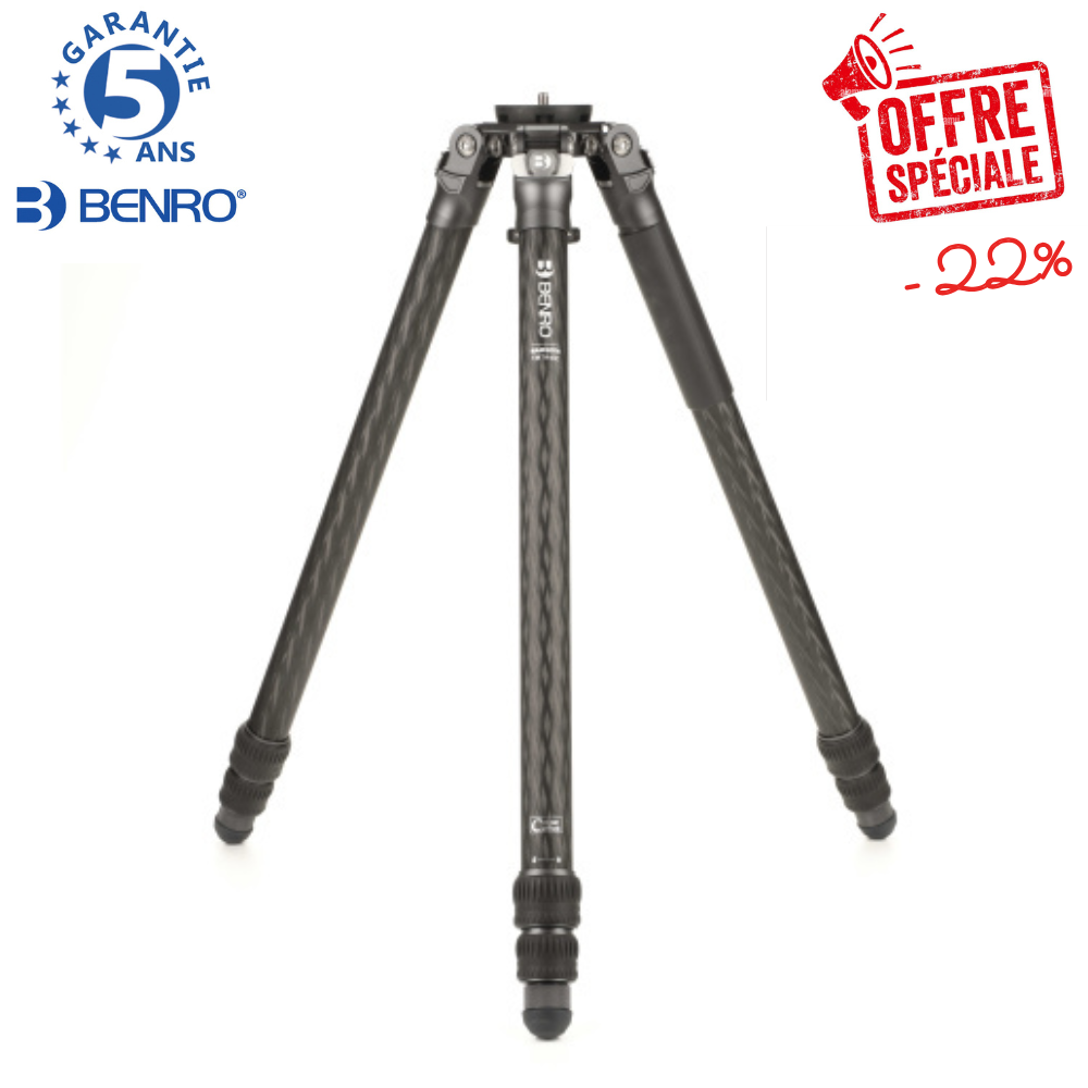 BENRO TMTH43C -22% ! Trépied Mammoth Carbone Sans Colonne Série 4 3 sections 2,25 Kg Capacité 25 Kg + Service Premium 2 ans