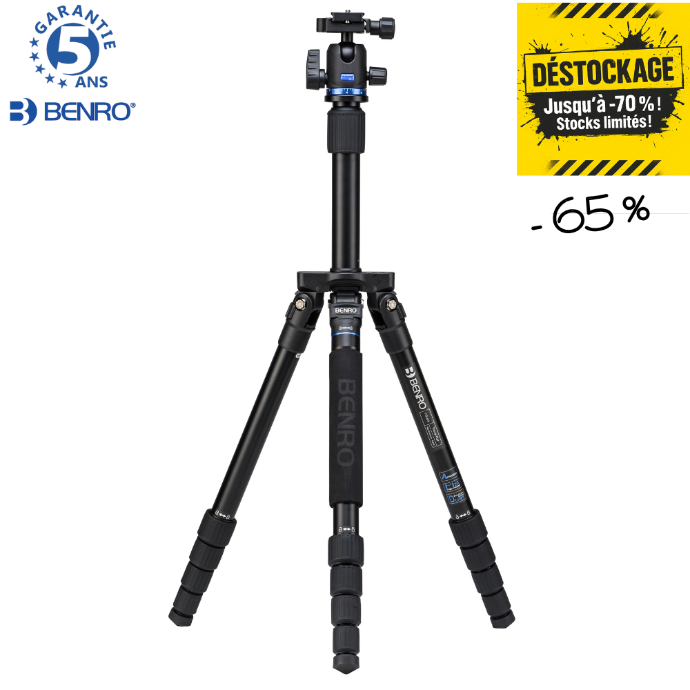 BENRO FTF29AIN1 -65% ! Kit Trépied Travel PLAT Aluminium avec ou sans colonne Série 2 5 Sections 2,2 Kg Capacité 8 Kg