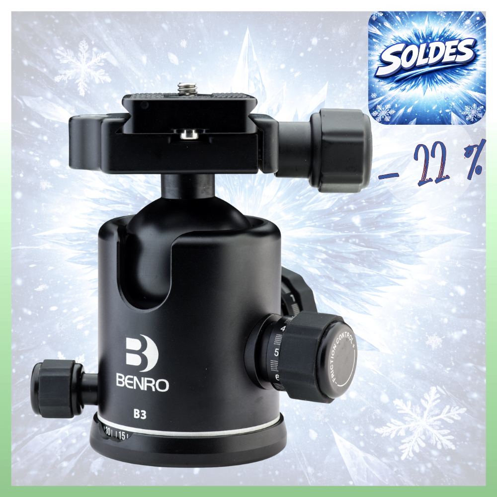 BENRO B3 -22% ! Tête Rotule à friction + Plateau PU60 - Capacité 20kg / Poids 460 g