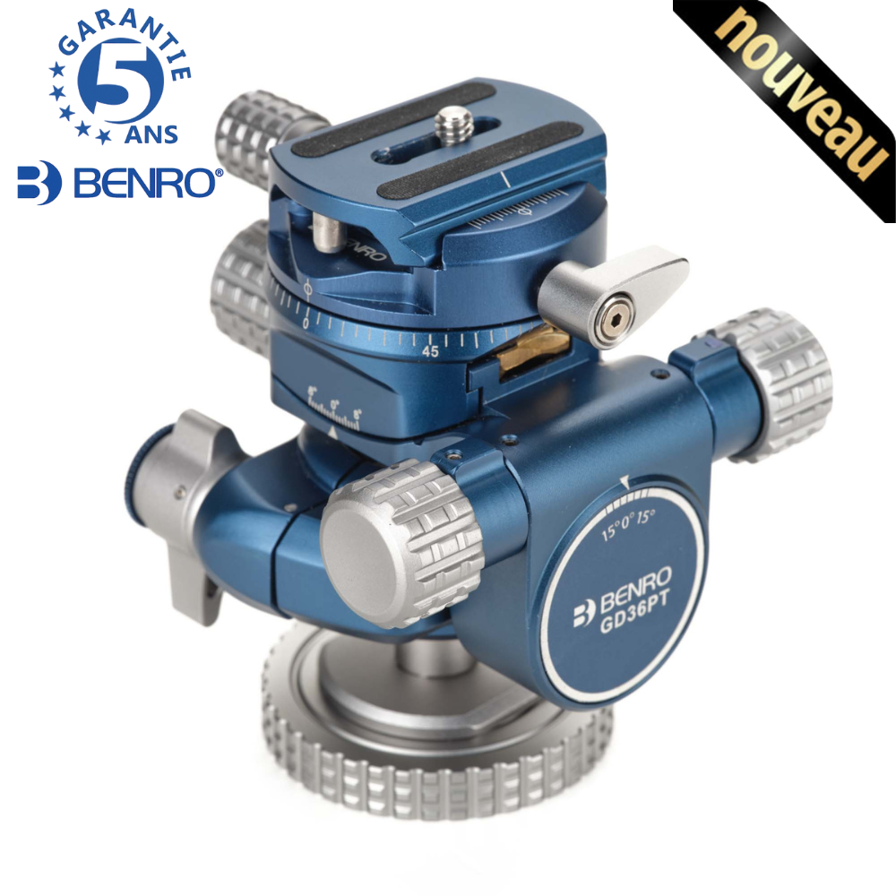 BENRO GD36PT Tête Rotule inversée à engrenages micrométriques + Plateau Arca BENRO PU50X - 740 g Capacité 6 Kg hauteur 11,5 cm longueur 9,8 cm