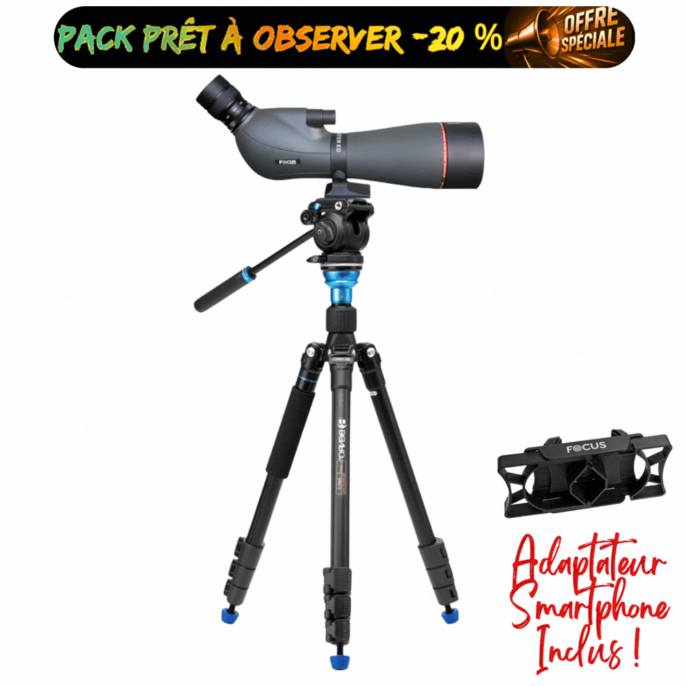 KIT OBSERVATION ANIMALIERE FOCUS SPORT OPTICS Lunette Viewmaster 20-60x80 WP Lentille ED et Kit Trépied BENRO AERO2