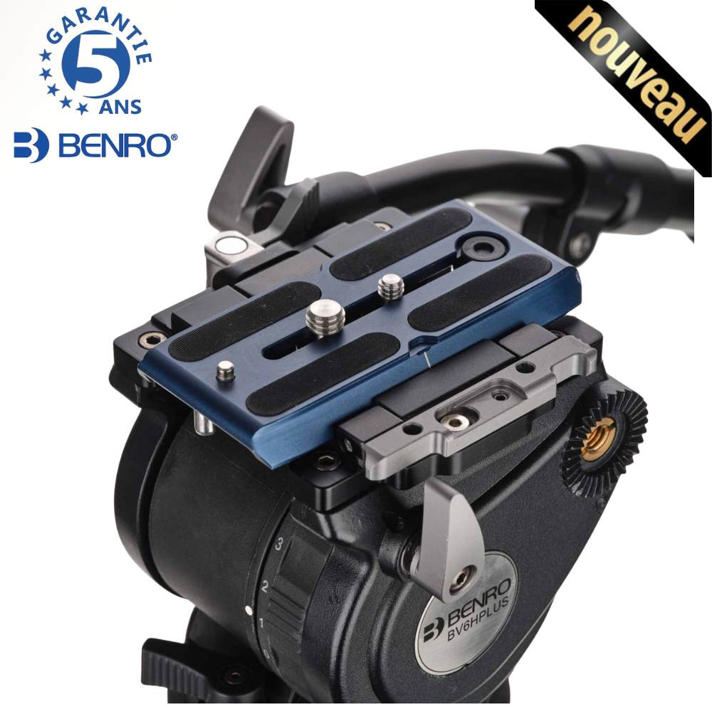 BENRO BV6HPLUS Tête vidéo 75 mm double pince 501/Arca  6 kg contrepoids 8 niveaux plateau QR4PLUS 501