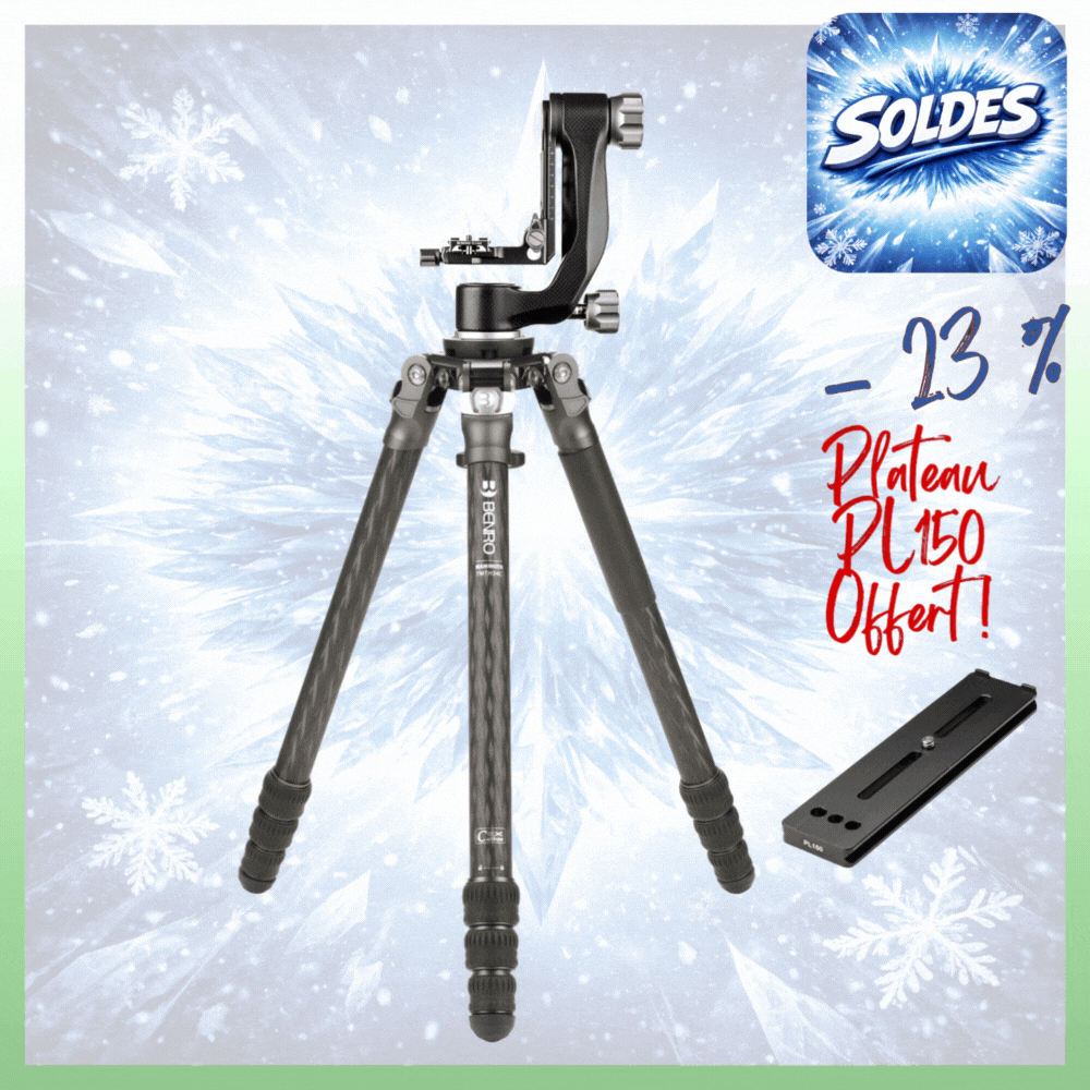 BENRO TMTH34CGH5CMINI -23% AVEC PL150 OFFERT ! Trépied Mammoth Carbone Sans Colonne Série 3 4 sections avec Tête pendulaire GH5CMini 2,95 Kg Capacité 18 Kg 69 cm plié + Service Prémium 2 ans