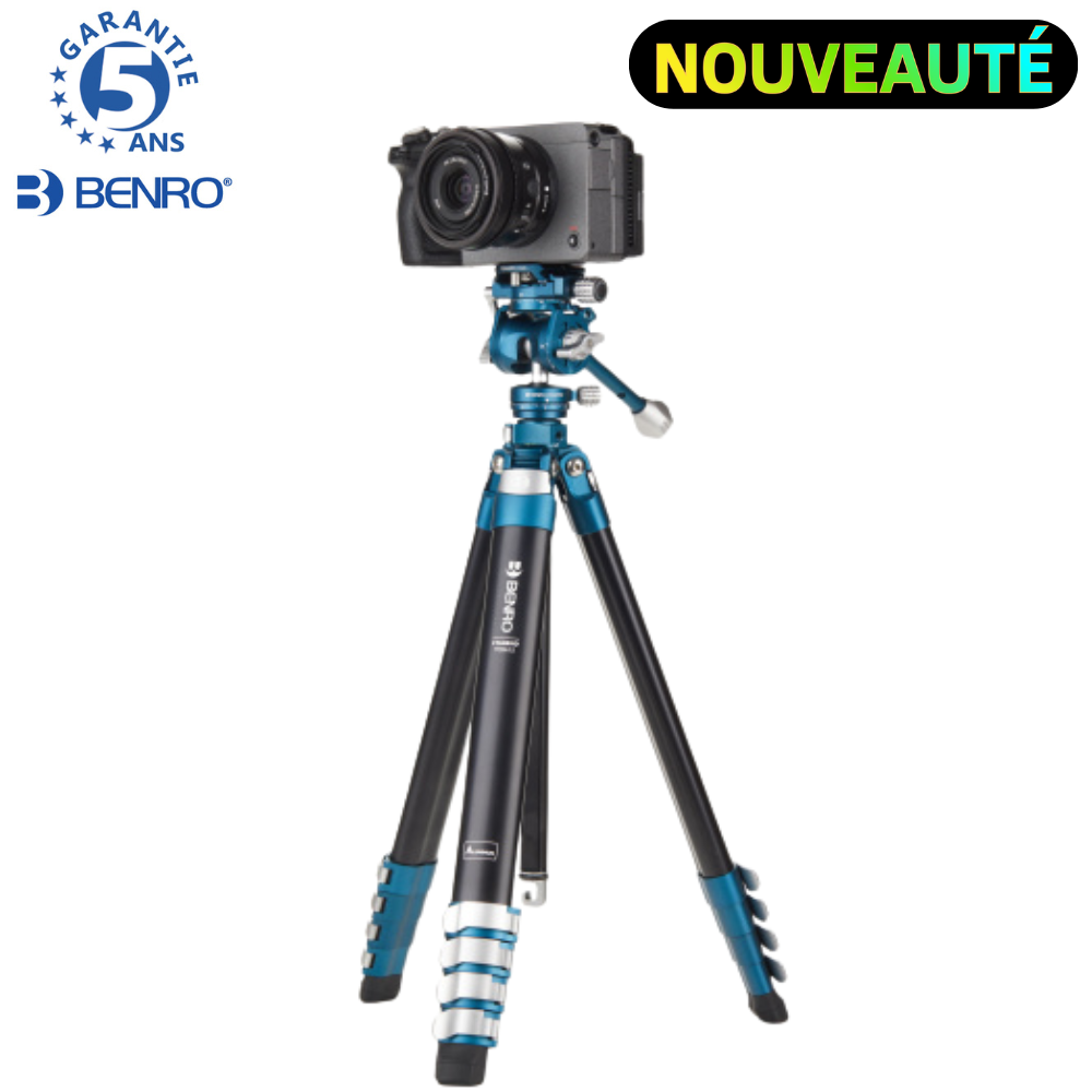 BENRO TCBA15FS20PROC CYANBIRD Kit Trépied TCBA Aluminium Série 1 5 sections Tête hybride Photo/Vidéo BENRO FS20PRO Plateau Arca PU45 - 1,22 Kg Capacité 4,5 kg 43,5 cm replié hmax 156 cm
