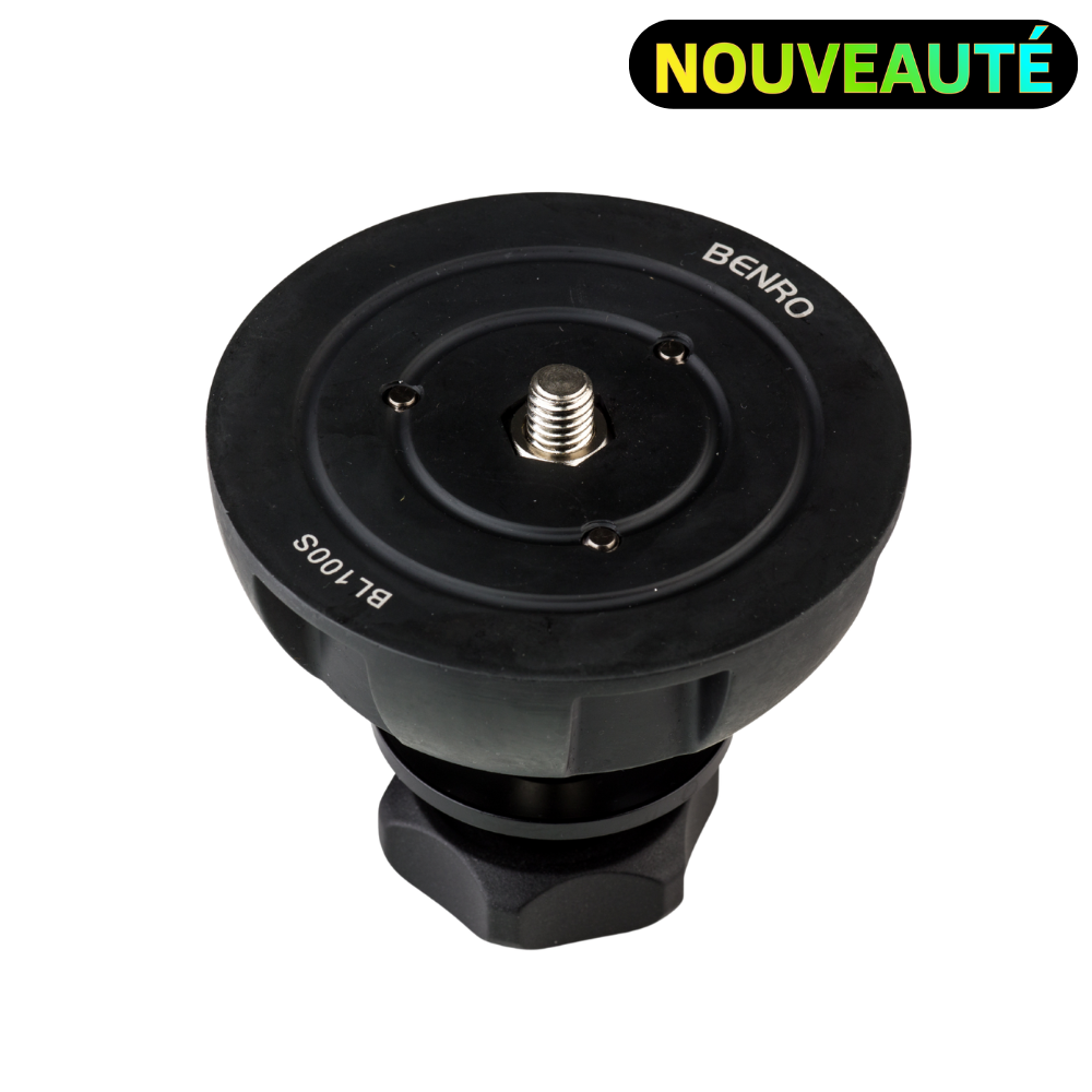 BENRO BL100S Adaptateur Demi Bol pour Trépied vidéo toute marque avec Bol 100 mm Poignée courte Incluse