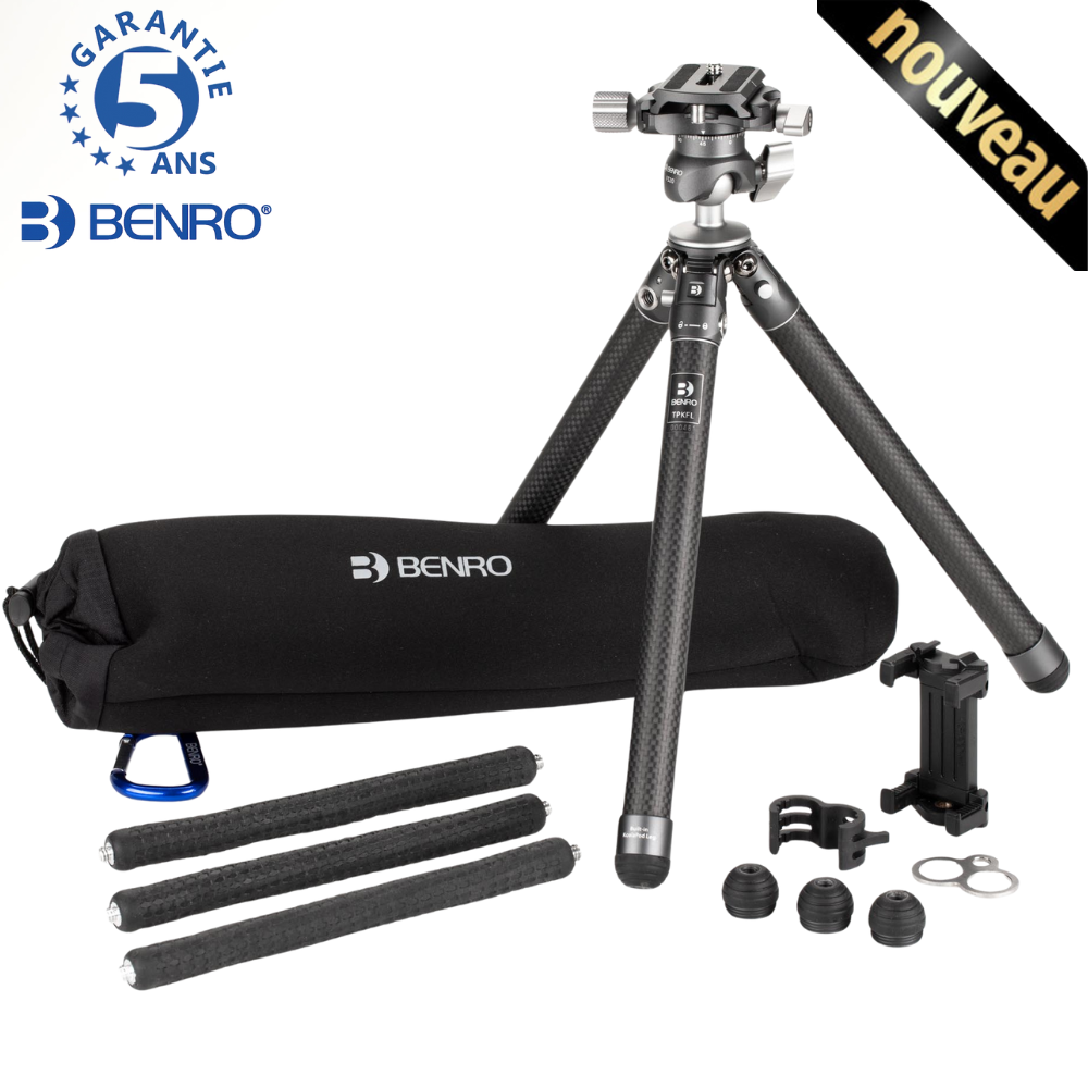 BENRO TABLEPOD FLEX Trépied de table carbone Jambes flexibles rotule FS20 Arca Swiss pour boitier et smartphone 430 g Capacité 3 Kg