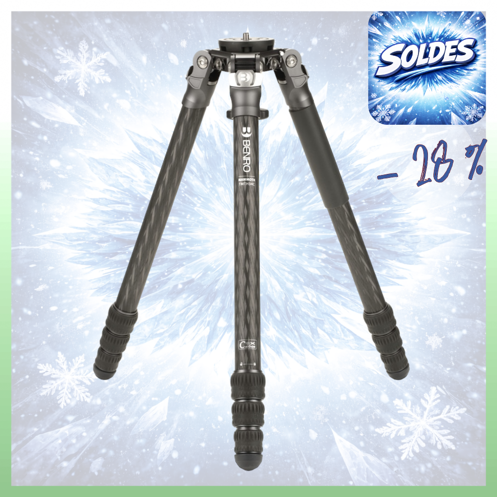 BENRO TMTH34C -28% ! Trépied Mammoth Carbone Avec ou Sans Colonne Série 3 4 sections 1,95 Kg Capacité 18 Kg