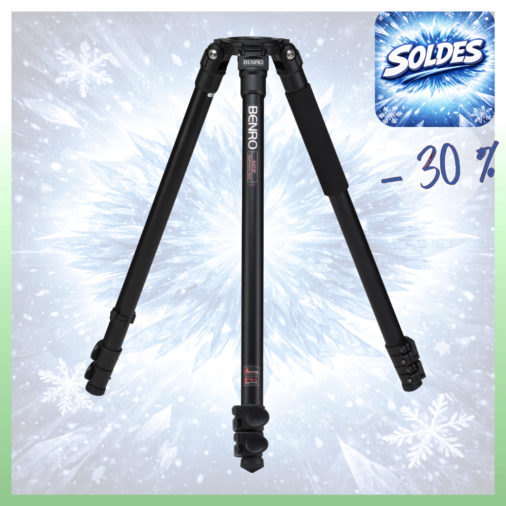 BENRO A373F -30% ! Trépied Vidéo Aluminium Sans Colonne Base de mise à niveau 2,4 Kg Capacité 16 Kg + Service Premium 2 ANS