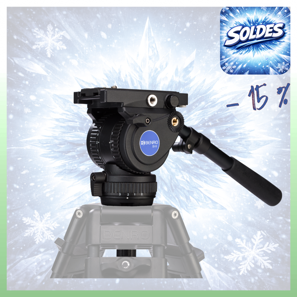 BENRO BV8H -15% ! Tête vidéo 75 mm, 8 kg, contrepoids 5 étapes, plateau QR13 (501/504)