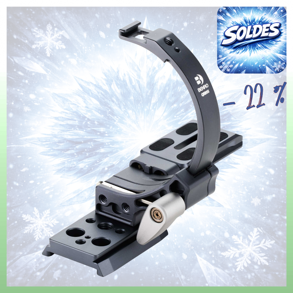 BENRO QRB95 -22% ! Support d'objectif à rotation rapide mode Paysage/Portrait compatible Arca et 501PL