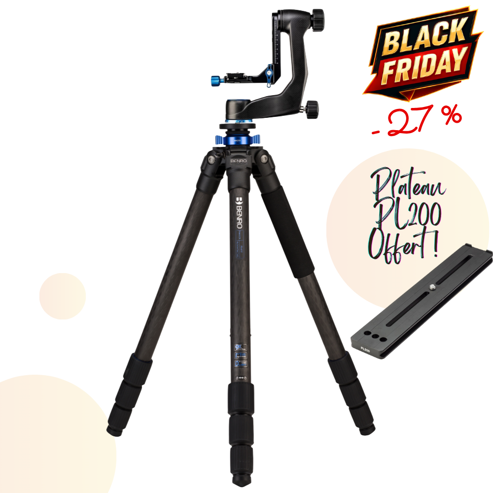 BENRO TMA48CXLGH5C -27% AVEC PL200 OFFERT ! KiT Trépied MACH 3 Carbone avec colonne Série 4 4 Sections avec tête pendulaire BENRO GH5C  3,7 Kg Capacité 20 Kg Hauteur 224 cm + Service Premium 2 ANS