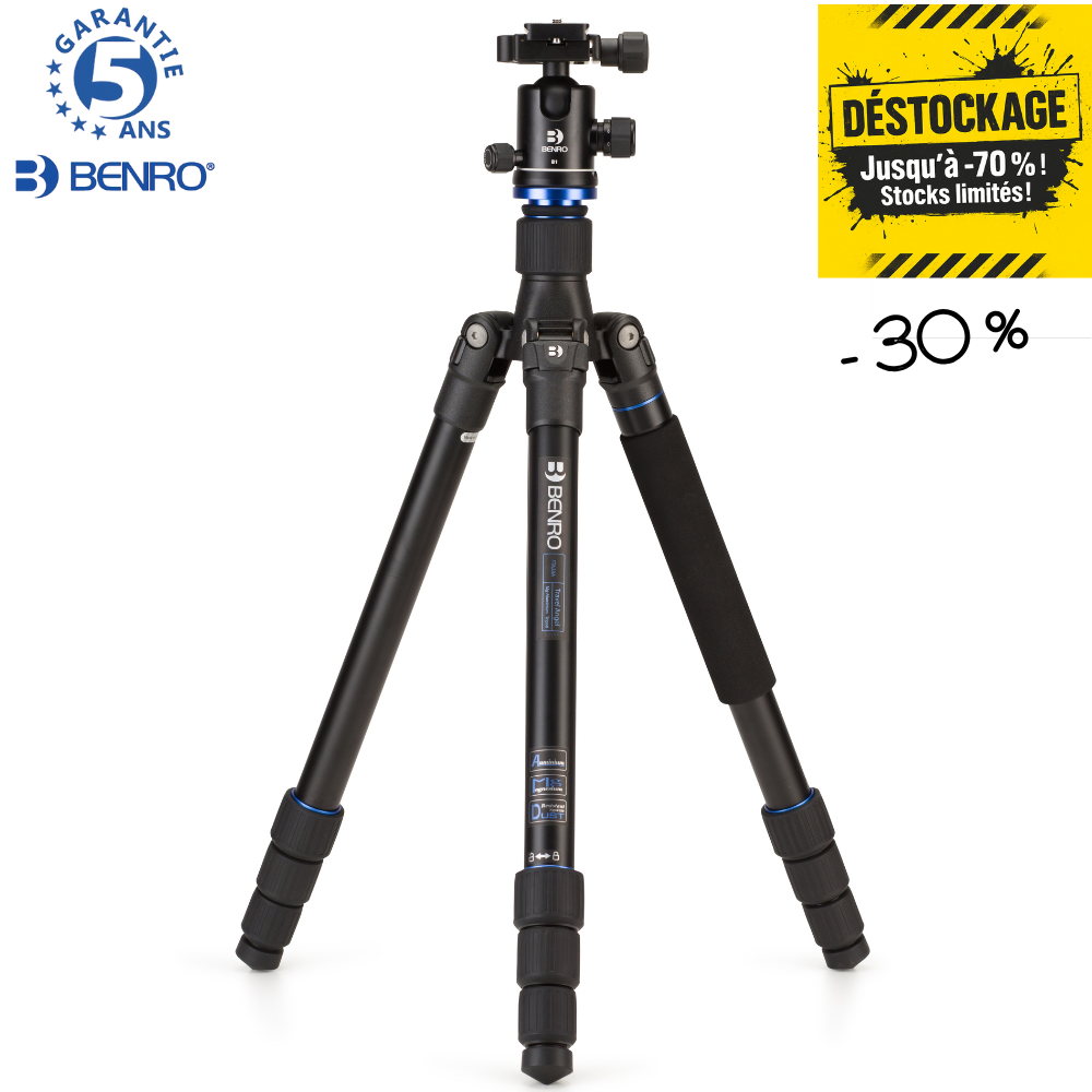 BENRO FTA28AB1 -30% ! Kit Trépied Travel Angel Aluminium avec colonne Série 2 4 Sections 2 Kg Capacité 10 Kg Tête B1
