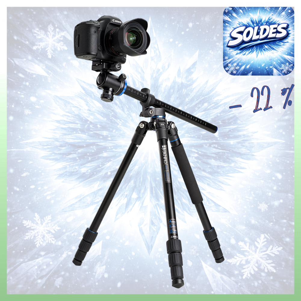 BENRO FGP18A -22% ! Trépied System GoPlus Aluminium Travel Colonne Orientable - Monopode - Capacité 8 Kg  + Service Premium 2 ANS